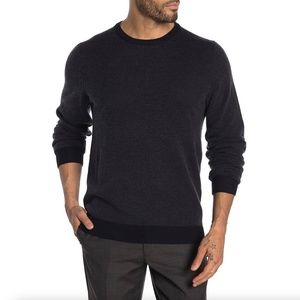 Toscano Mens Merino Wool Blend Crewneck Sweater in Galaxy Blue Size Large